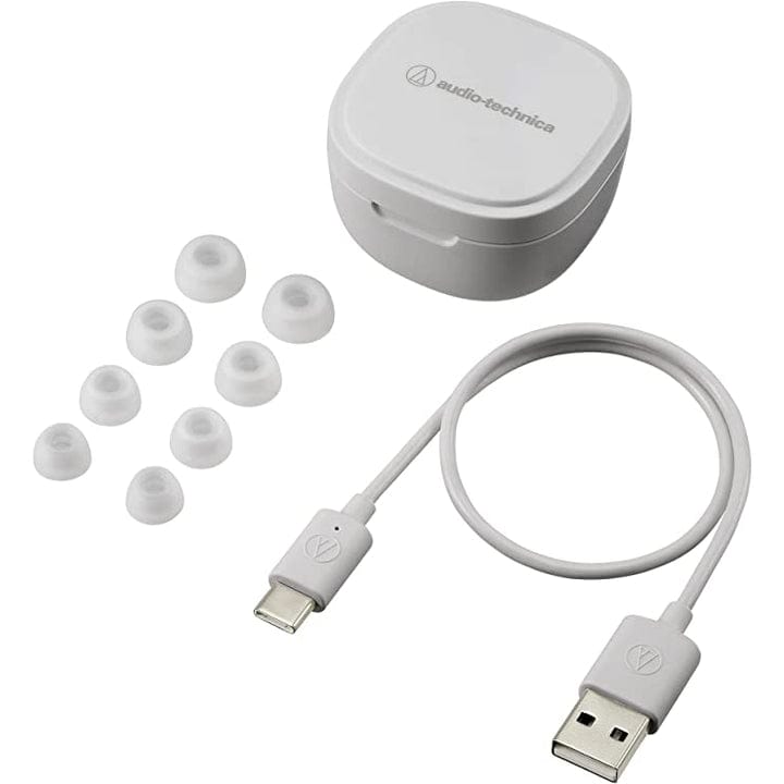 Audio-Technica ATH-SQ1TW Truly Wireless Earbuds, White [Accessories]