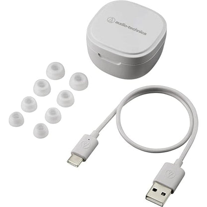 Audio-Technica ATH-SQ1TW Truly Wireless Earbuds, White [Accessories]