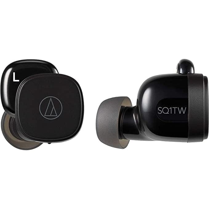 Audio-Technica ATH-SQ1TW Truly Wireless Earbuds, Black [Accessories]