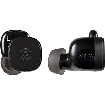 Audio-Technica ATH-SQ1TW Truly Wireless Earbuds, Black [Accessories]