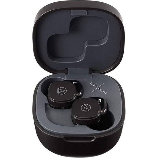 Audio-Technica ATH-SQ1TW Truly Wireless Earbuds, Black [Accessories]